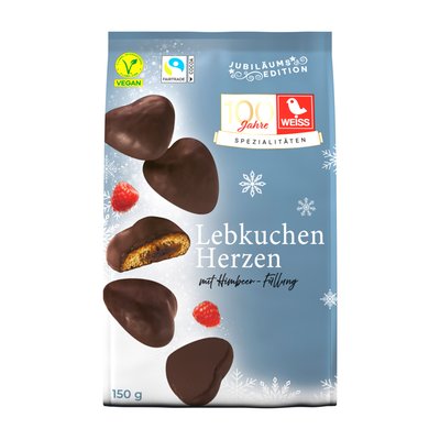 Bild von Weiss Gefüllte Herzen Himbeere Zartbitter