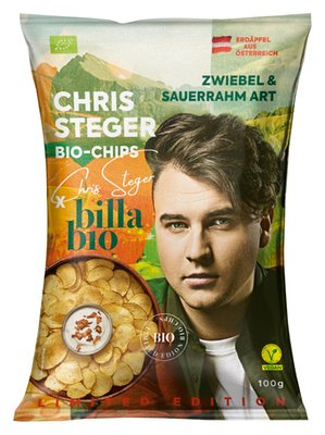 Bild von BILLA Bio x Chris Steger Chips Zwiebel & Sauerrahm Art