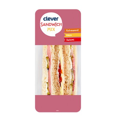 Bild von CLEVER 3ER SANDWICH EXTRA/KÄSE/SALAMI