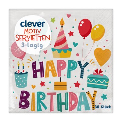 Bild von Clever Servietten Happy Birthday