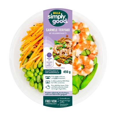 Bild von Simply Good Dampfgaren Vollkornspaghetti mit Garnele Teriyaki