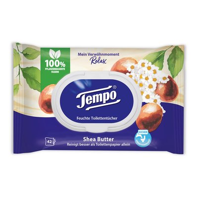 Image of Tempo Feuchte Toilettentücher Sheabutter
