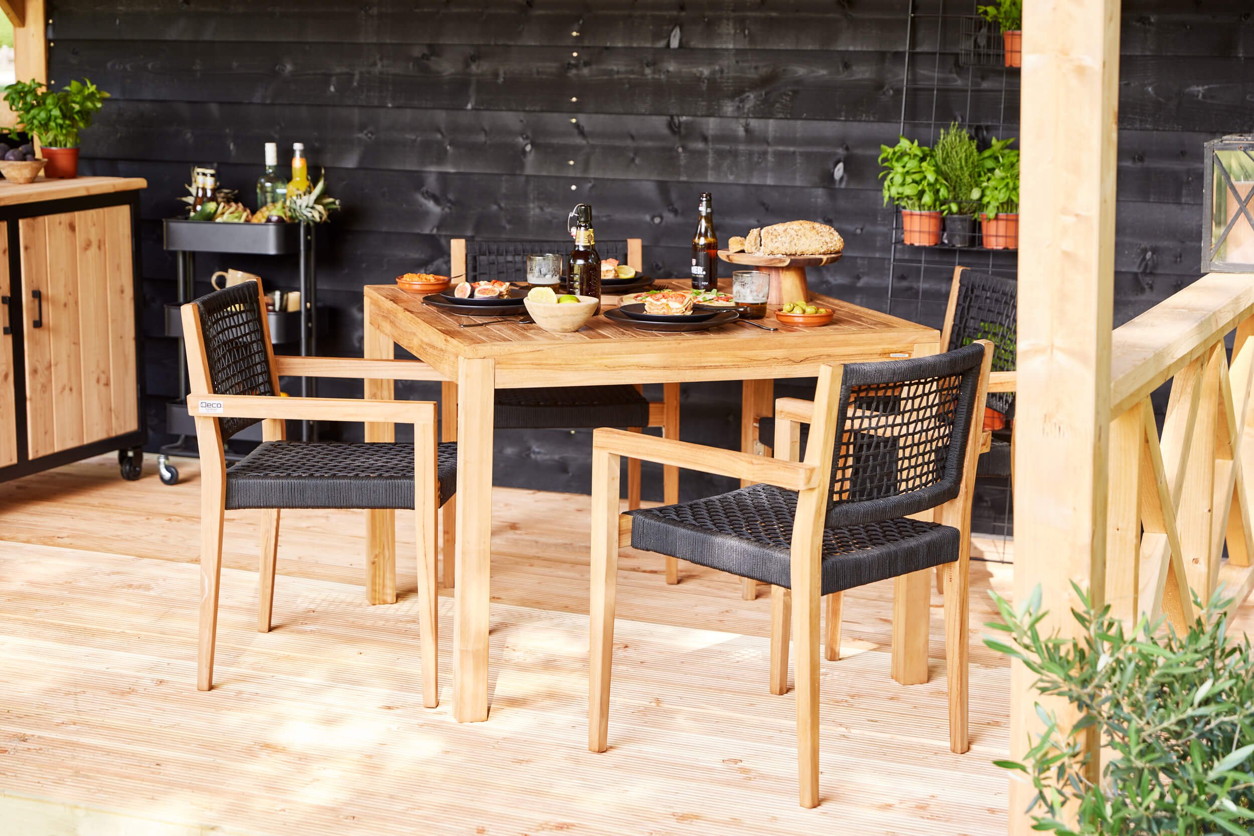 Garden Table and Chair Set - Square 100 x 100cm-159749 