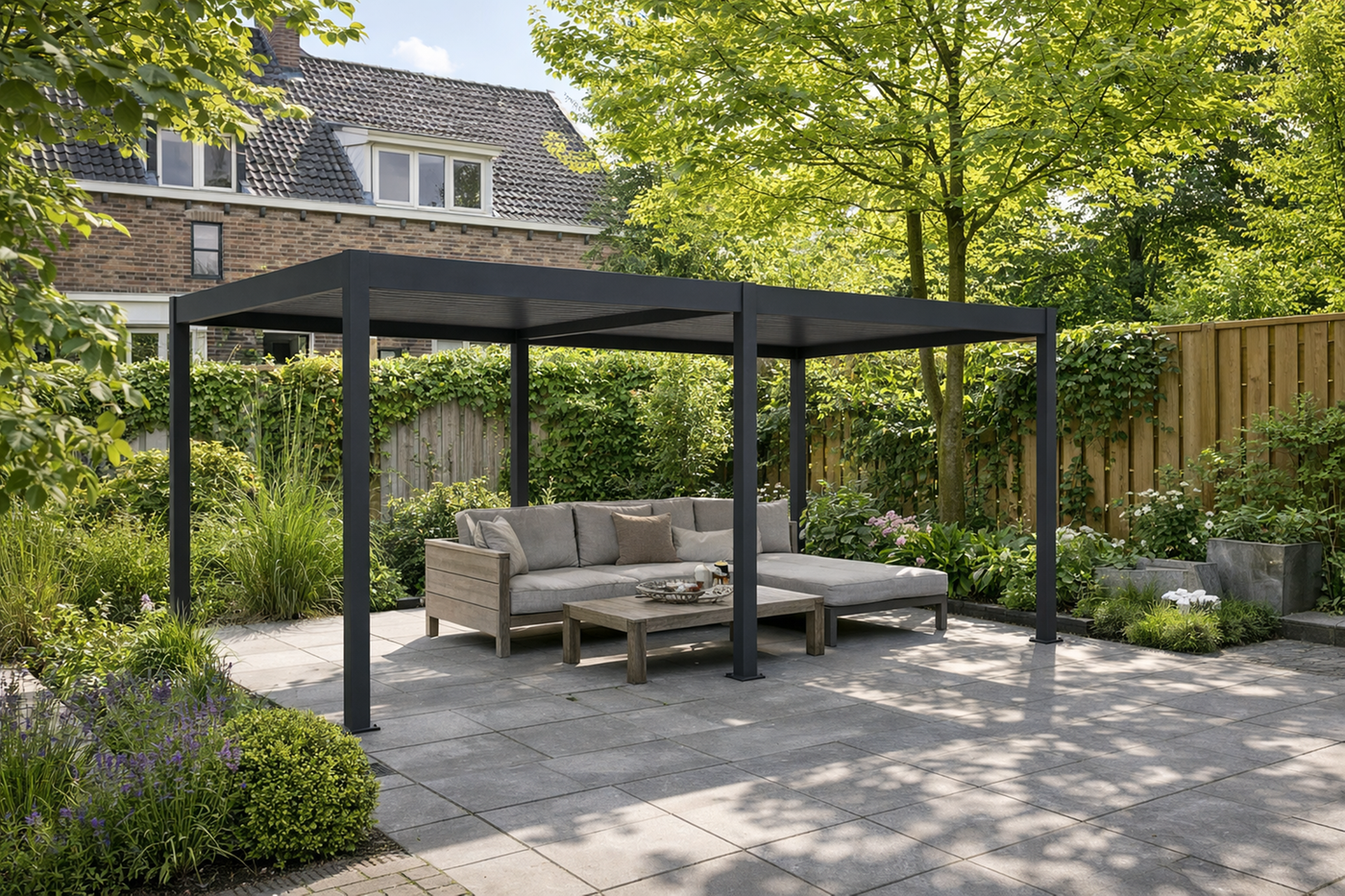 AluminiumTerrasoverkappingDeluxeVrijstaandElektrisch_LED300x600cmAntraciet