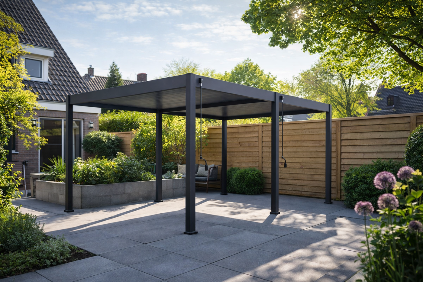 AluminiumTerrasoverkappingDeluxeVrijstaand360x530cmAntraciet