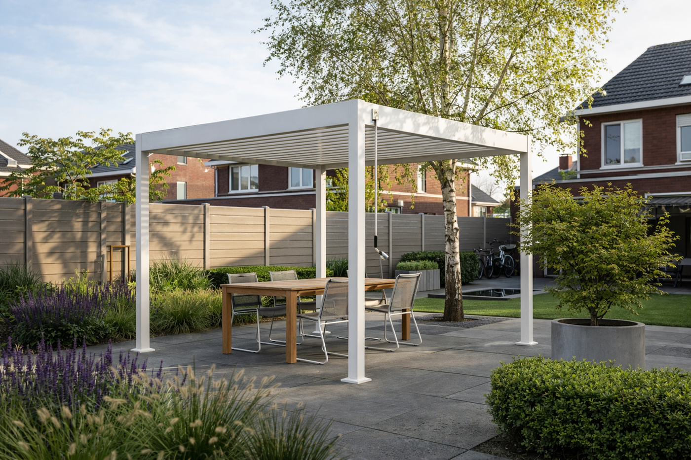 AluminiumTerrasoverkappingDeluxeVrijstaand300x300cmWit