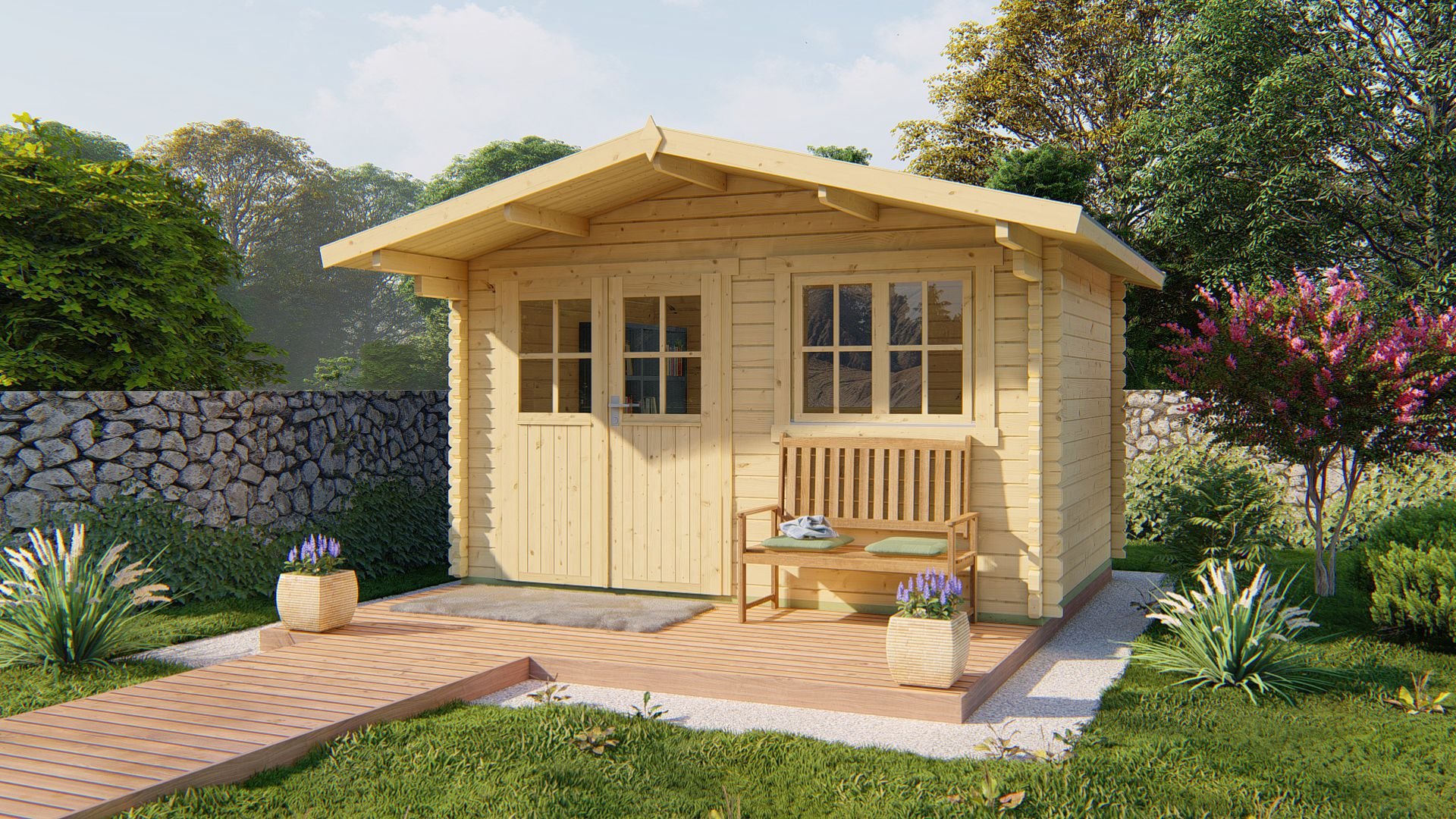 Rorik Log Cabin 4 x 3m in 58mm logs - Double Glazed-159277 