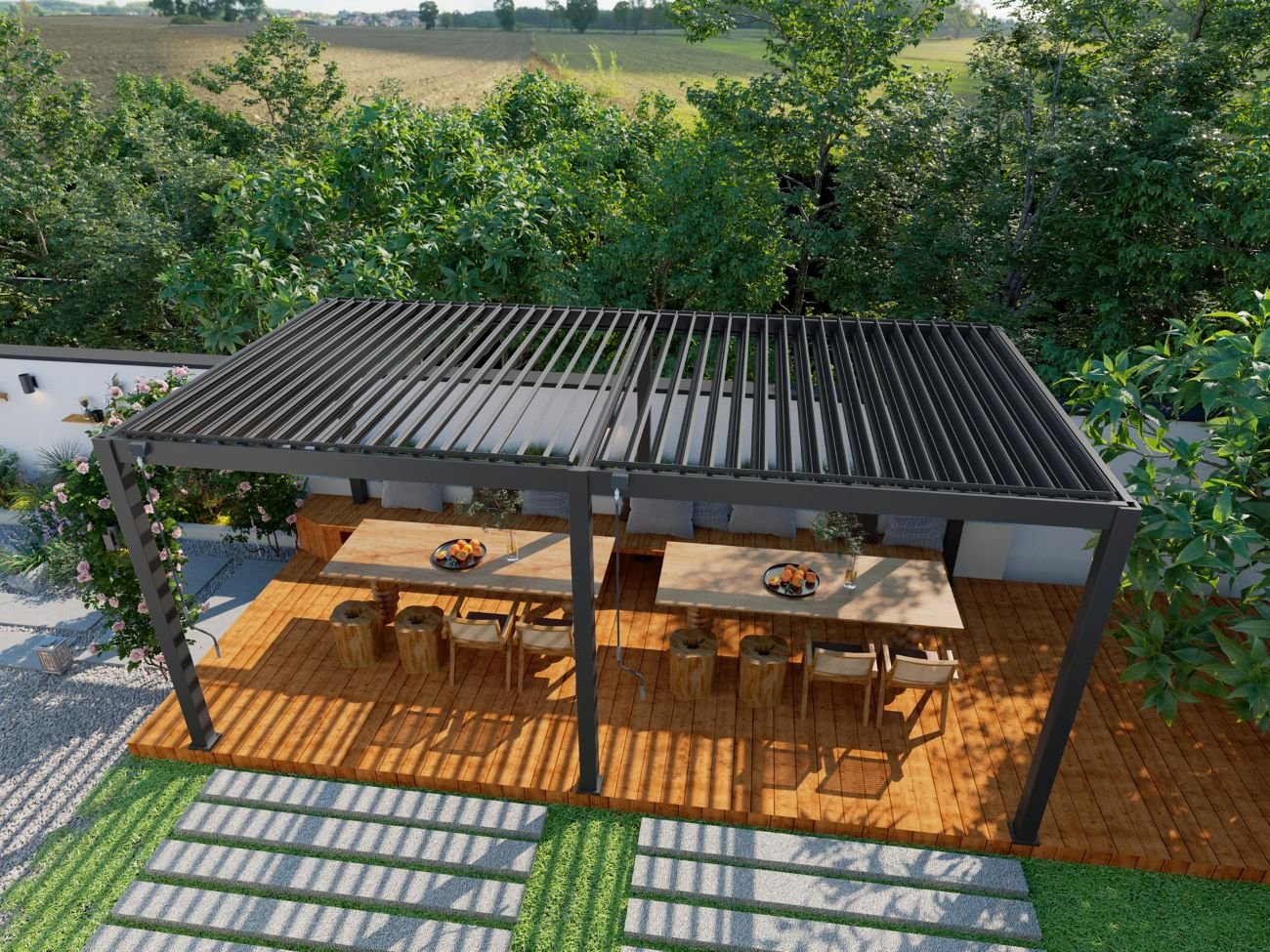 Louvered Gazebo 720 x 360cm-158789 
