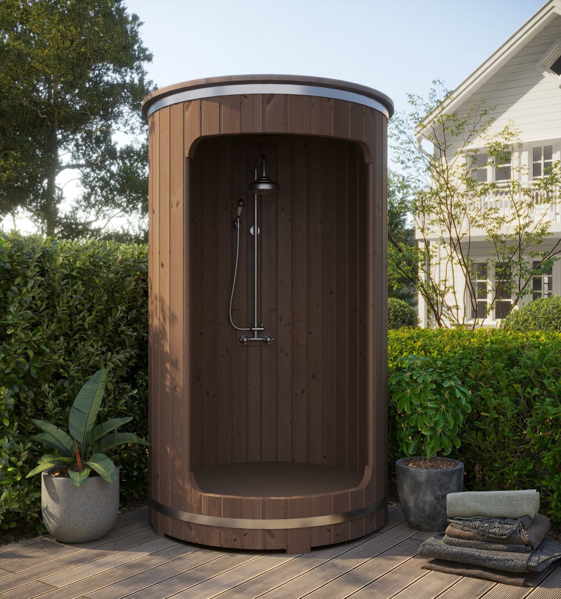 Outdoor pine garden shower - Ø 1.35m