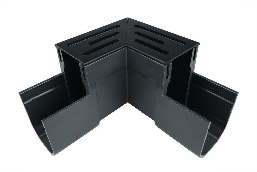 Hoekstuk voor Smalle Lijngoot Zwart 15,5 x 15,5 cm -