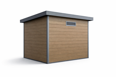 Kunststof_tuinhuis_teak_Achterkant