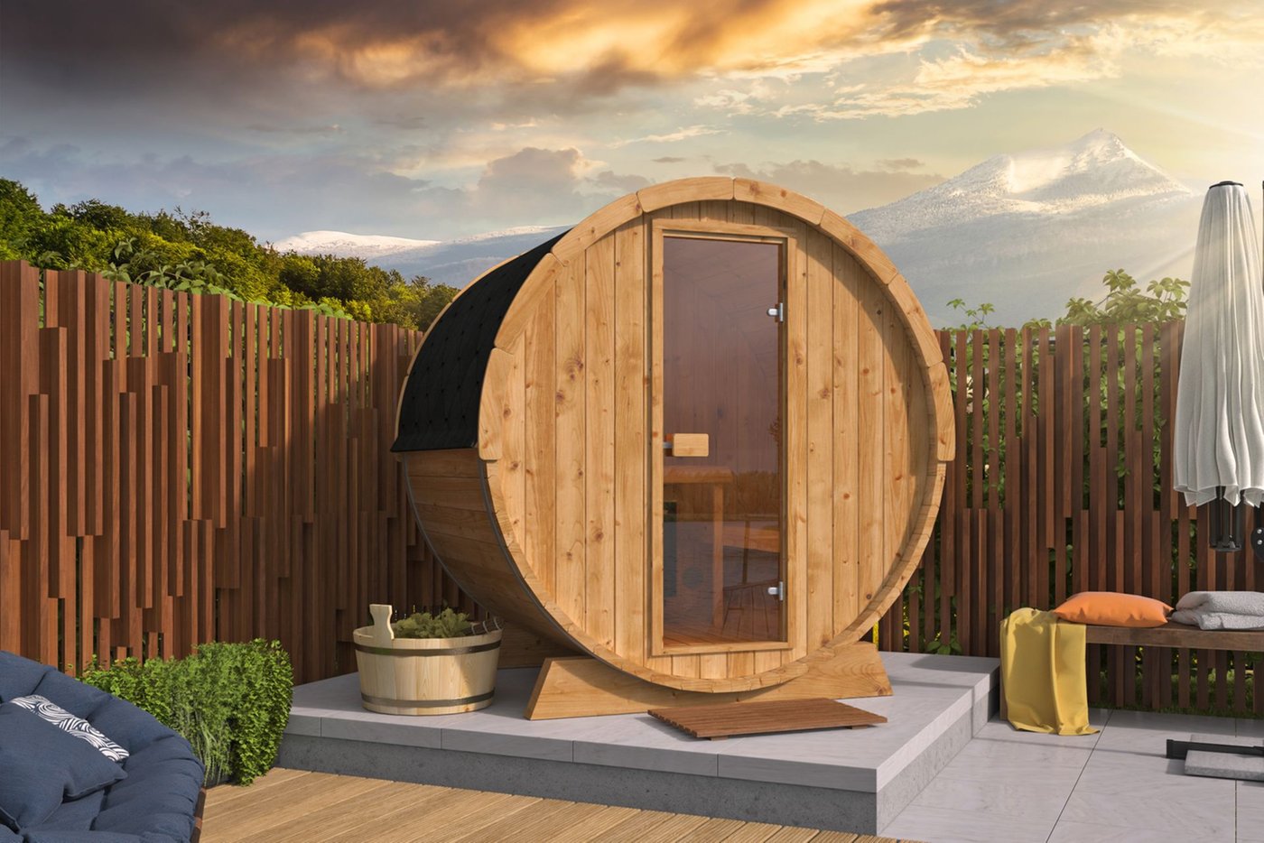 Saunabarrel205x160cm42mmThermowood