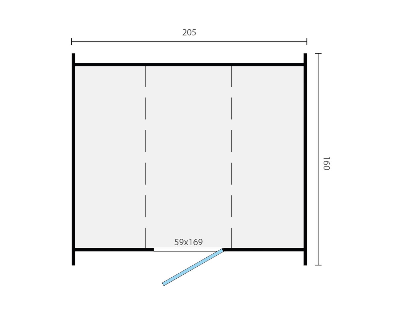 Saunabarrel205x160cmPlattegrond