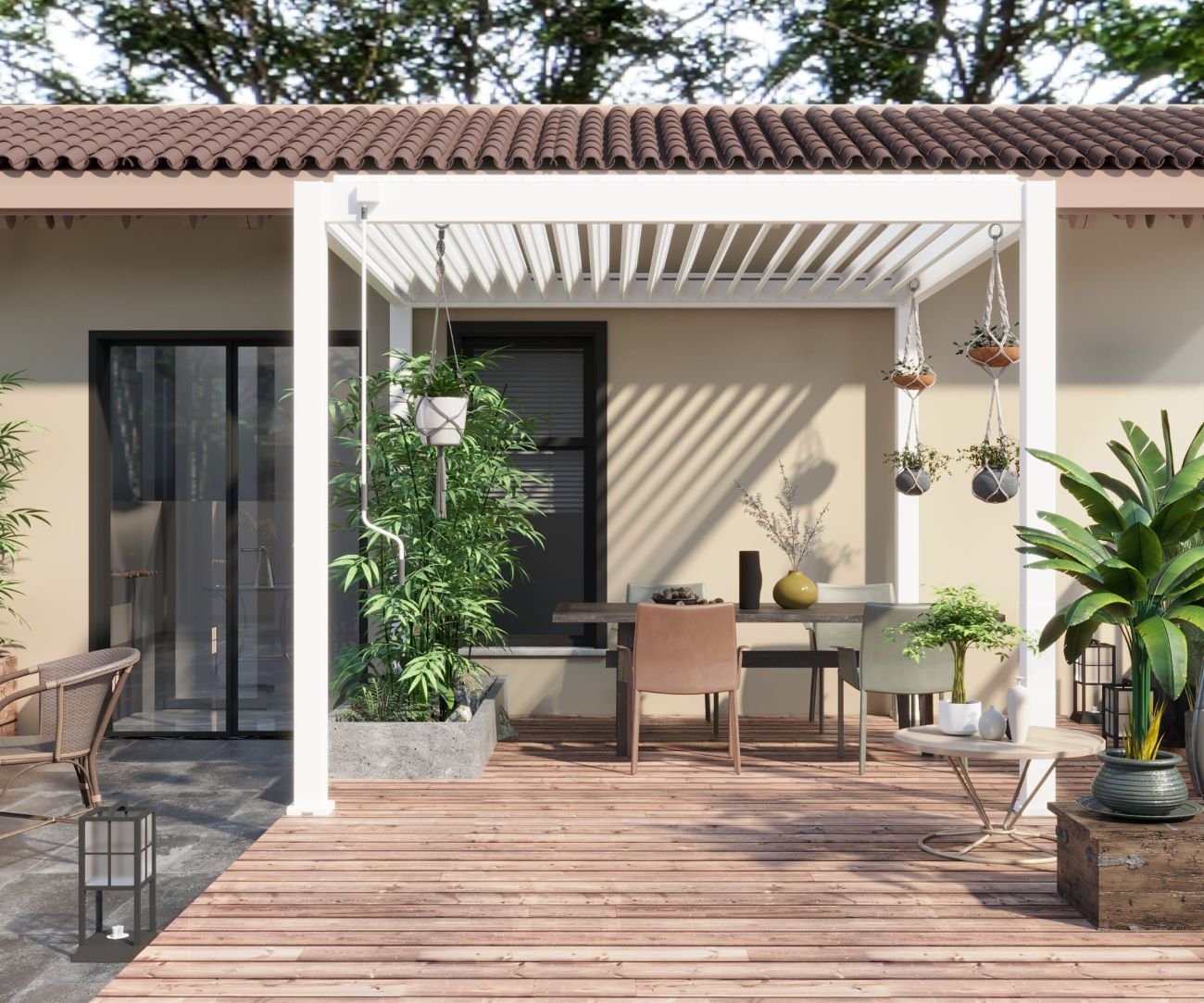 Louvre Roof Pergola 3.6x4.0m-163036 