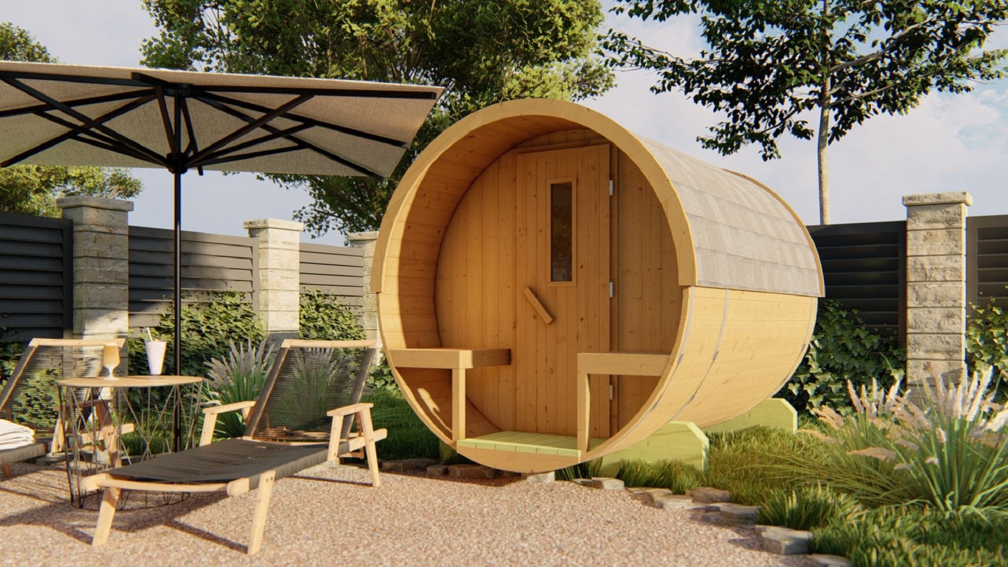 Aada sauna barrel – Ø 1.9 x 2.5m – Thermowood-159444 