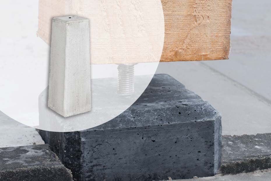 Concrete Foundation Post - Grey Pyramid M16-163986 