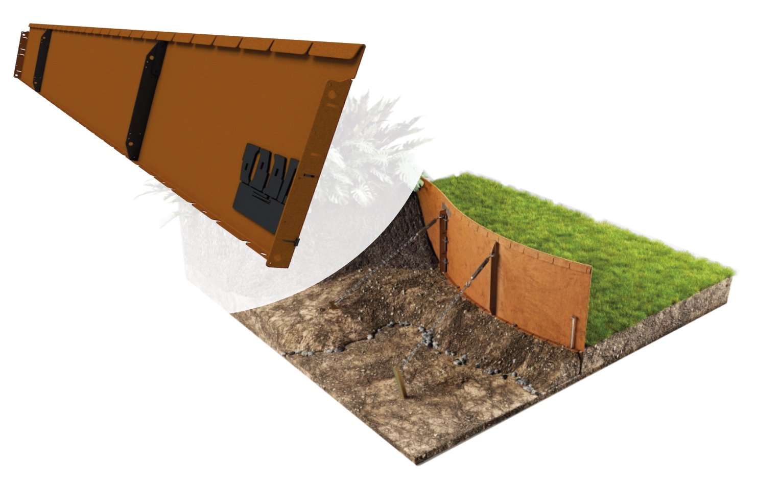 Borderrand Corten staal 40 cm hoog 216 cm lang 2 mm dik