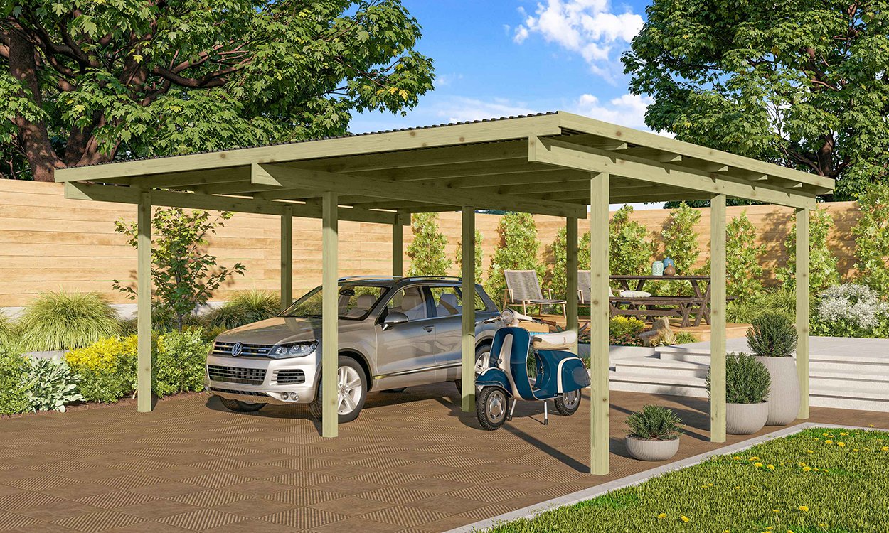 Holz Doppelcarport 1 Karibu 563 x 490 x 229 cm