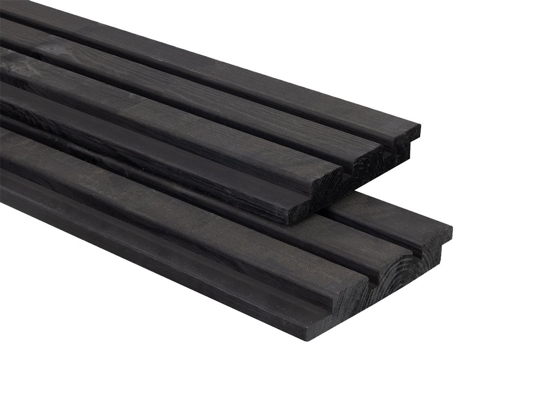 Double Lip Spruce Cladding | Black 2.2x240cm Treated | Tuin