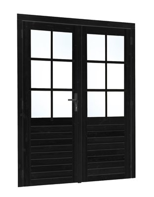 dubbele_deur_vuren_enkelglas_185x205_zwart_links_incl_rvs_slot