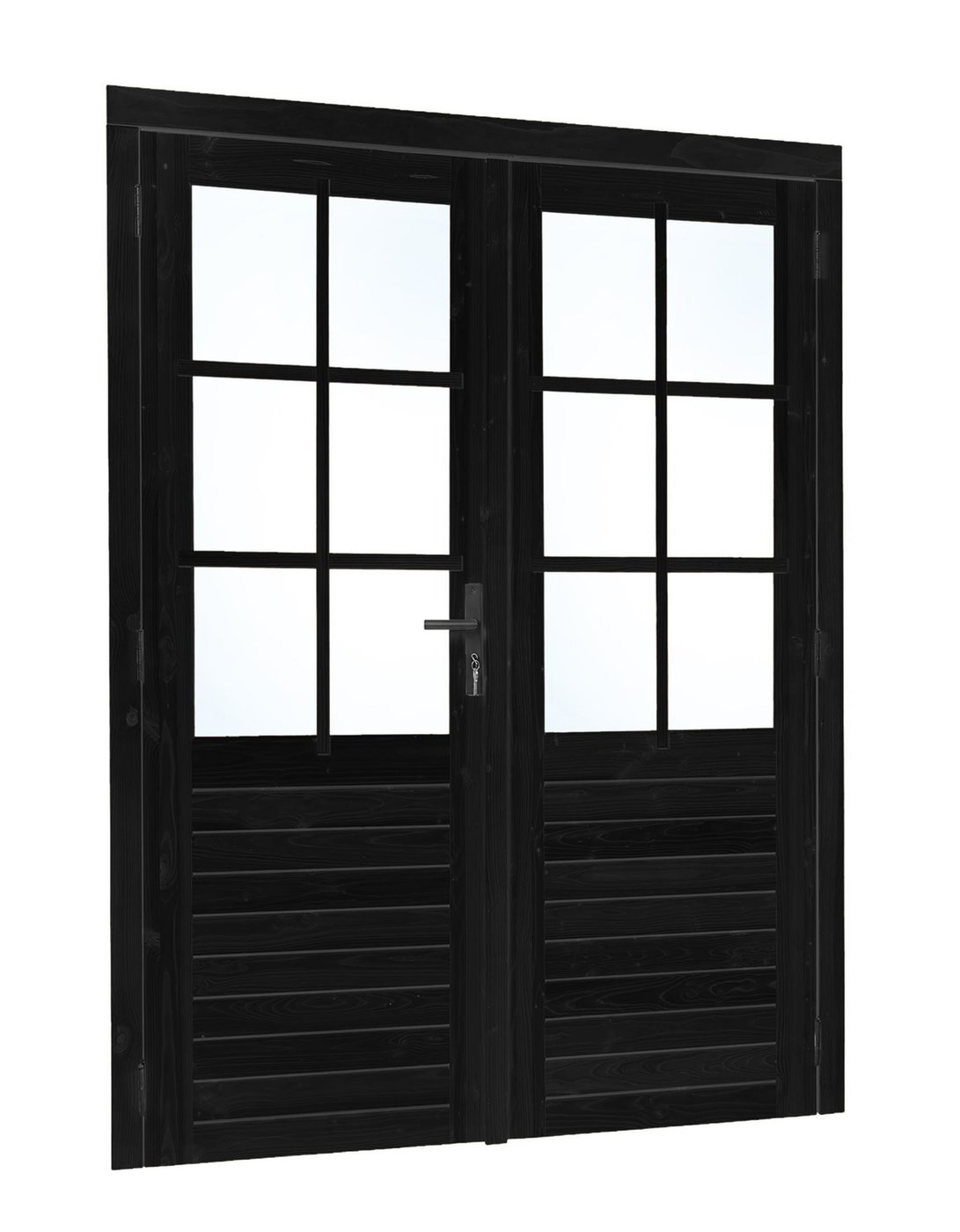 dubbele_deur_vuren_enkelglas_185x205_zwart_links_incl_rvs_slot