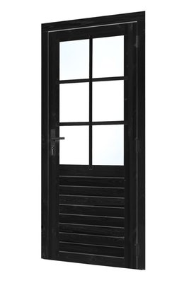 enkele_deur_vuren_enkelglas_100x205_zwart_rechts_incl_rvs_slot