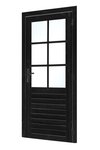 enkele_deur_vuren_enkelglas_100x205_zwart_rechts_incl_rvs_slot