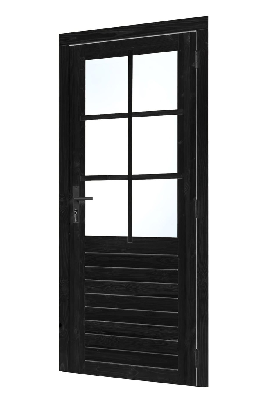 enkele_deur_vuren_enkelglas_100x205_zwart_rechts_incl_rvs_slot