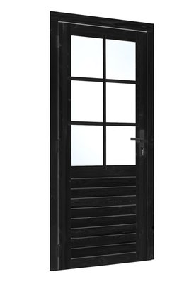enkele_deur_vuren_enkelglas_100x205_zwart_links_incl_rvs_slot