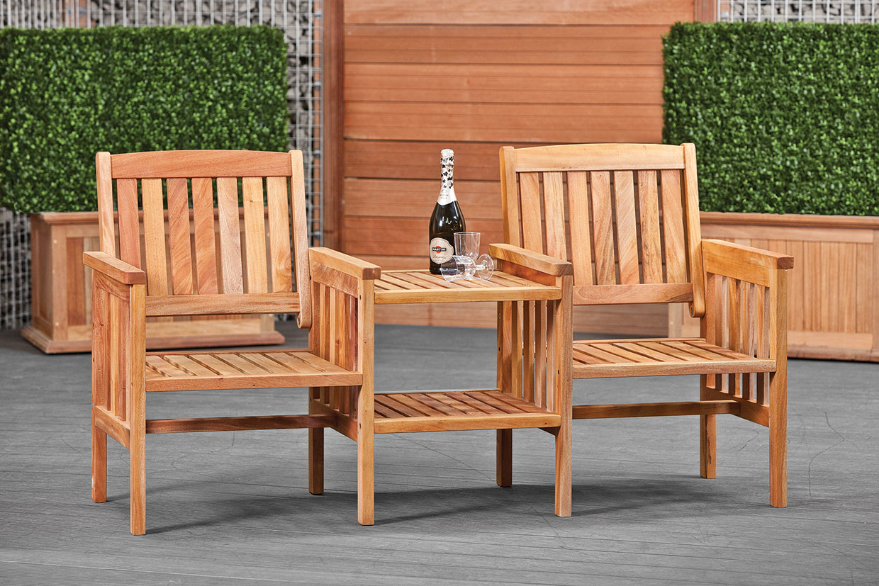 Zweisitzer Gartenbank mit Tisch