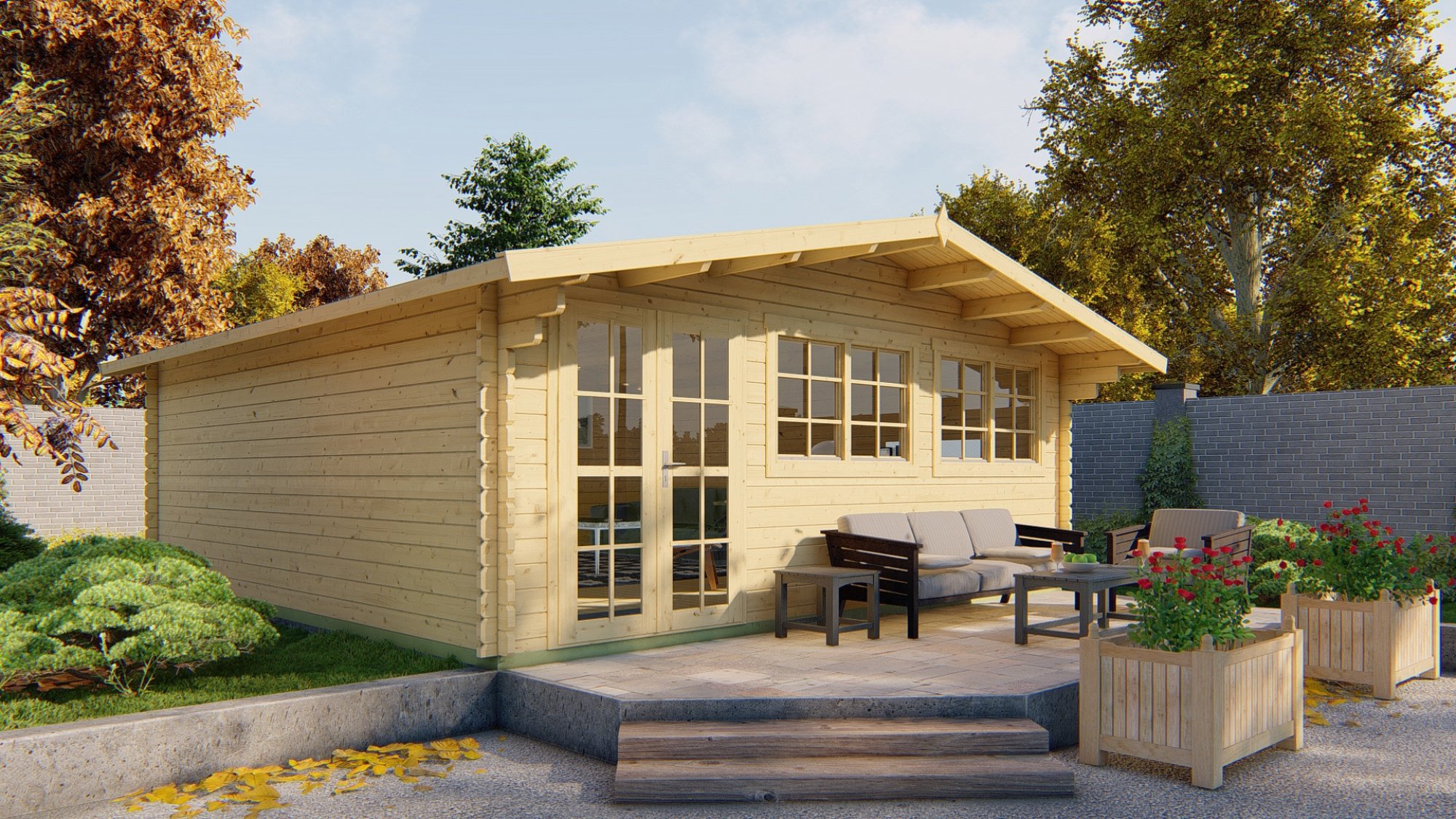 Henk Log Cabin 6m x 6m-163865 