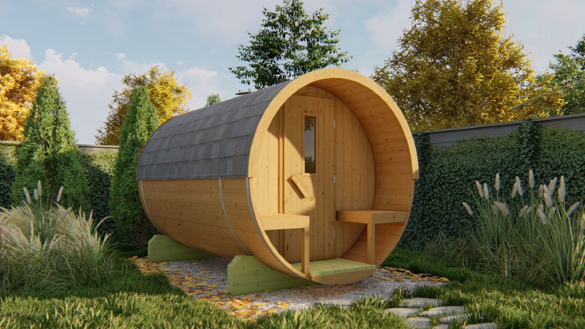 Kalevi sauna barrel – Ø 1.9 x 3m – Thermowood