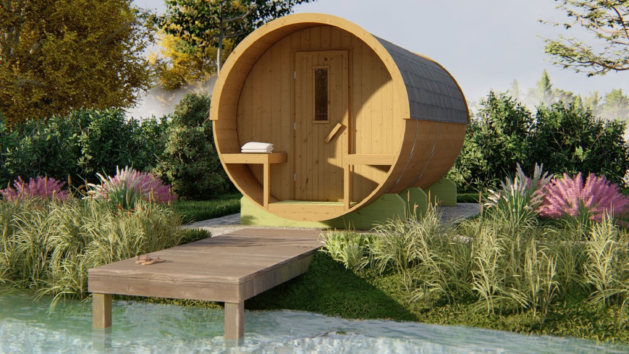 Matti sauna barrel – Ø 2.25 x 4m – 42mm Thermowood-158692 