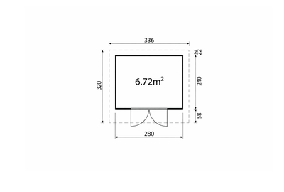 model_Kunststof_Tuinhuis_336x320cm_Zadeldak_floor_plan