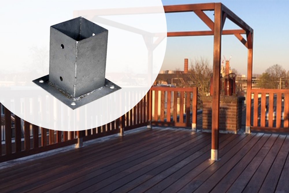 Support de poteau Pied plat x x 15 cm Acier galvanise