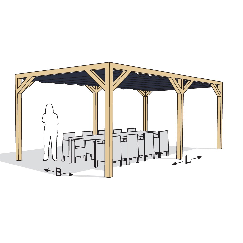 Stand Alone" freistehende Pergola 370 x 500 cm - Anthrazit