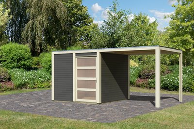 qubic_tuinhuis_terragrijs_karibu_met_overkapping