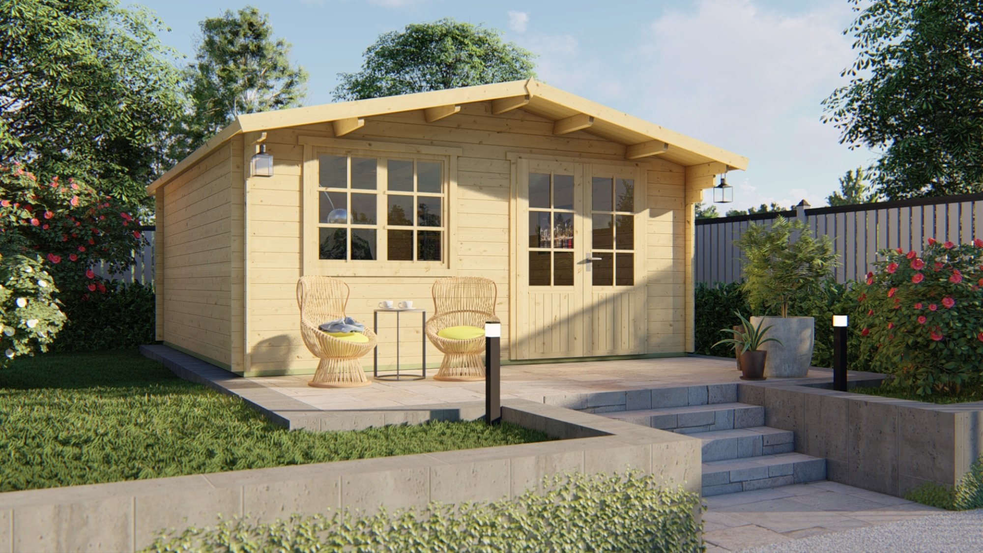 Rose Log Cabin 5m x 5m-159539 