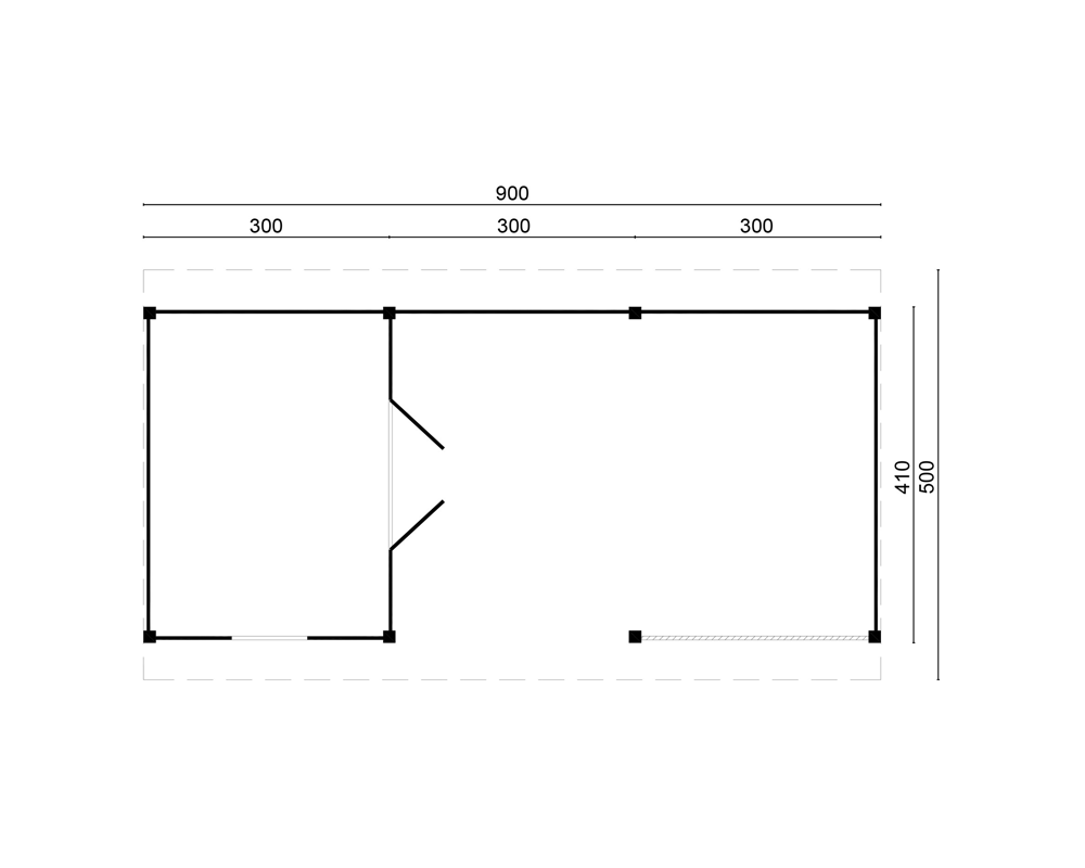 zelfbouw_lariks_douglas_overkapping_blank_900x410cm_met_berging_tekening