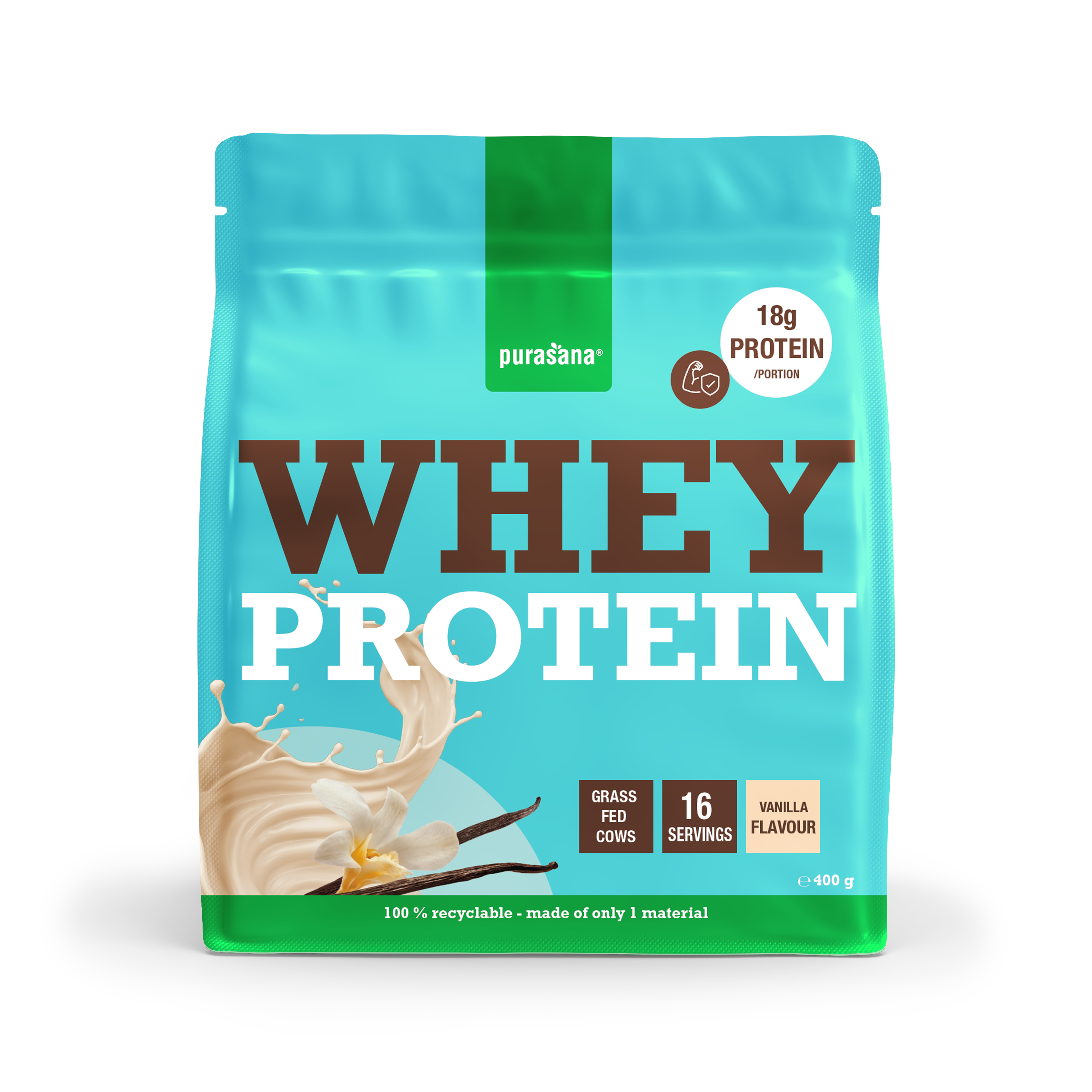 Purasana Whey Proteïnepoeder Vanille 400 g