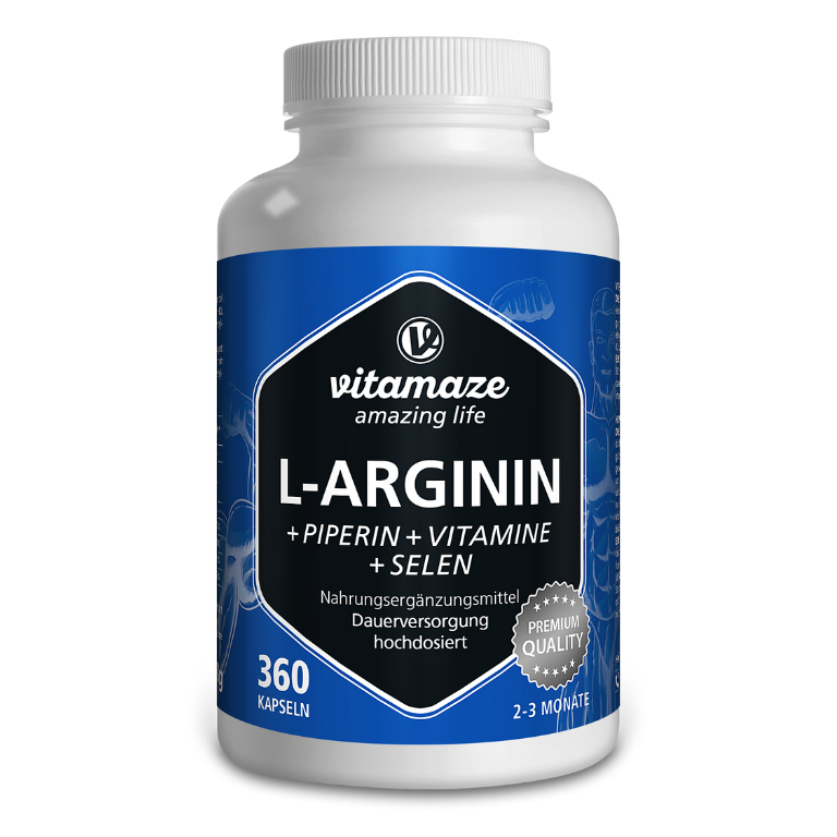 L-Arginina 750 ad alto dosaggio + Piperina + Vitamine + Selenio