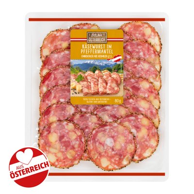 Image of Ich bin Österreich Käsewurst im Pfeffermantel