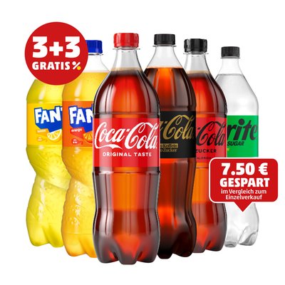 Image of Coca-Cola Original, Zero, Zero Coke*, Fanta Lemon*, Fanta, Fanta Orange Zero*, Sprite Zero*, Sprite*