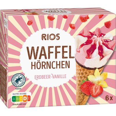 Image of RIOS Waffelhörnchen* Erdbeer-Vanille