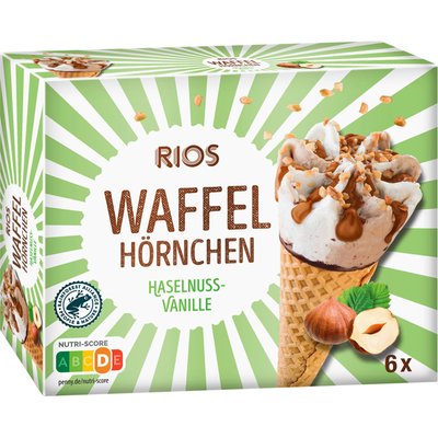 Image of RIOS Waffelhörnchen* Haselnuss-Vanille