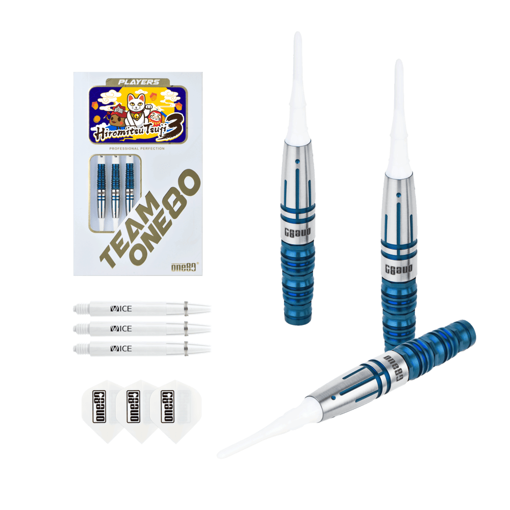 ONE80 Hiromitsu Tsuji V3 Blue 90% Soft Tip Darts