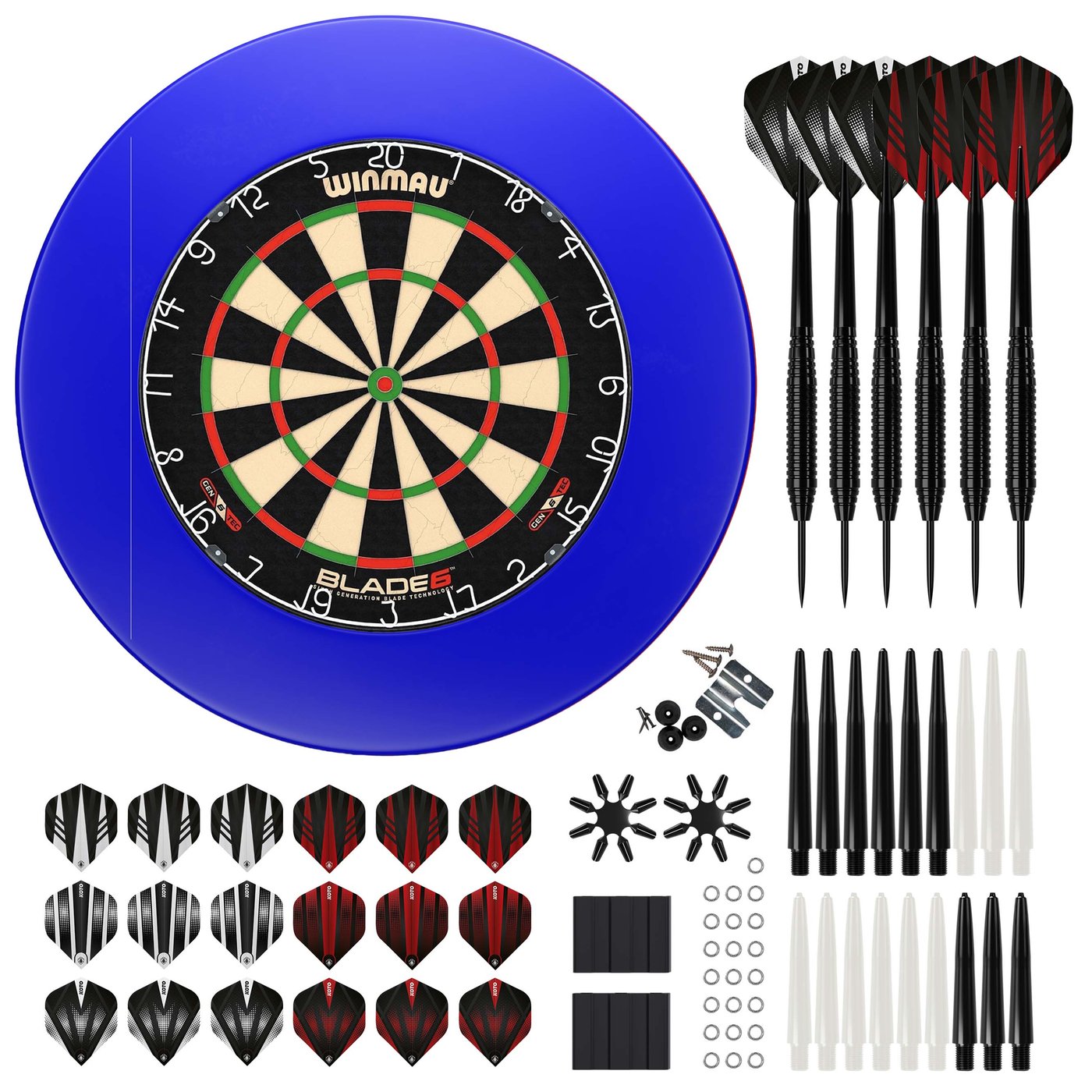 Winmau Blade 6 + Surround + KOTO Accessory Kit Steeltip Černý 90 kusů