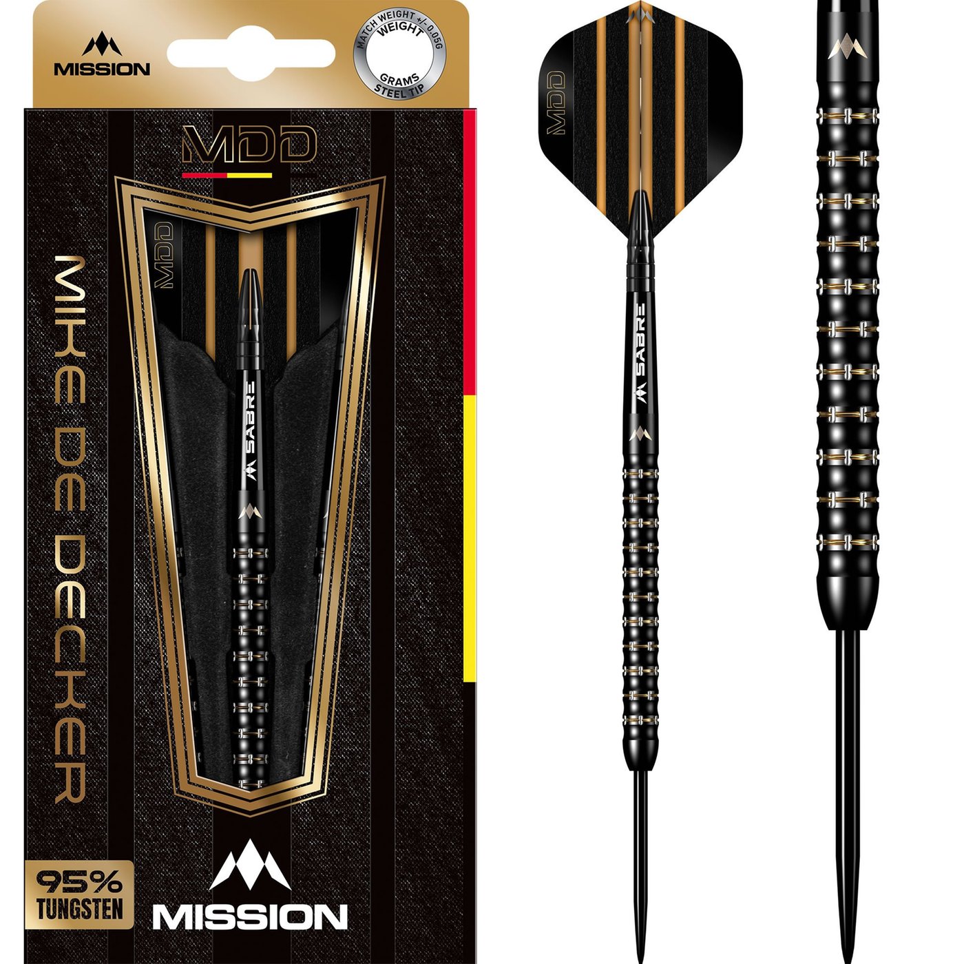 Dardos Mission Mike de Decker Black Oro PVD 95% Punta de Acero