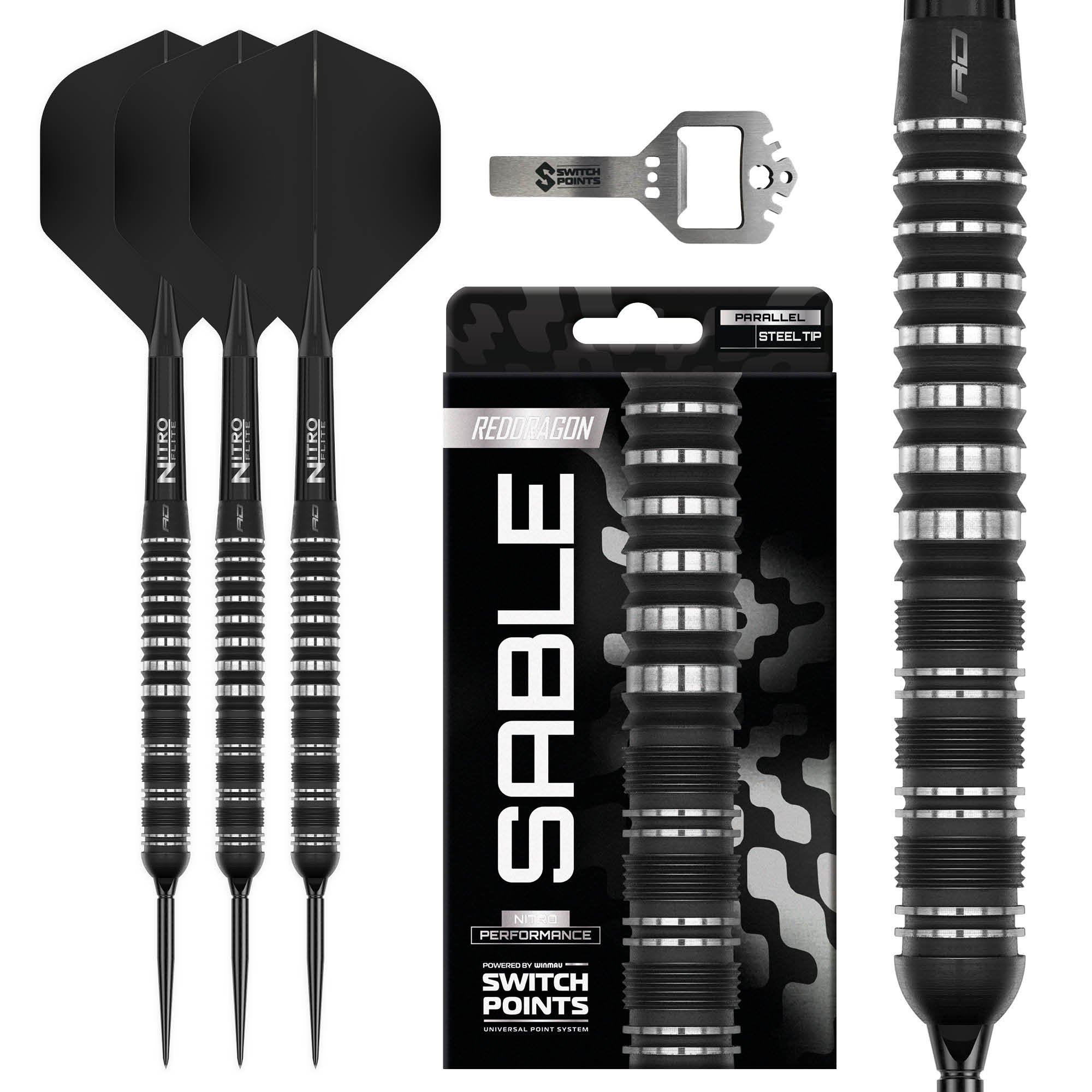 Red Dragon Sable Black Parallel Switch Point 90% - Steel Tip Darts