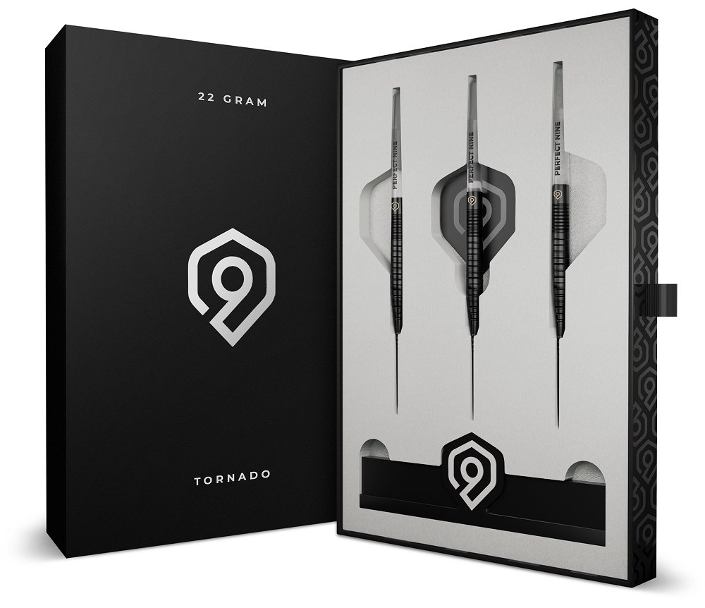 Perfect Nine Tornado Blackout 90% - Steel Tip Darts - Dartshopper.com